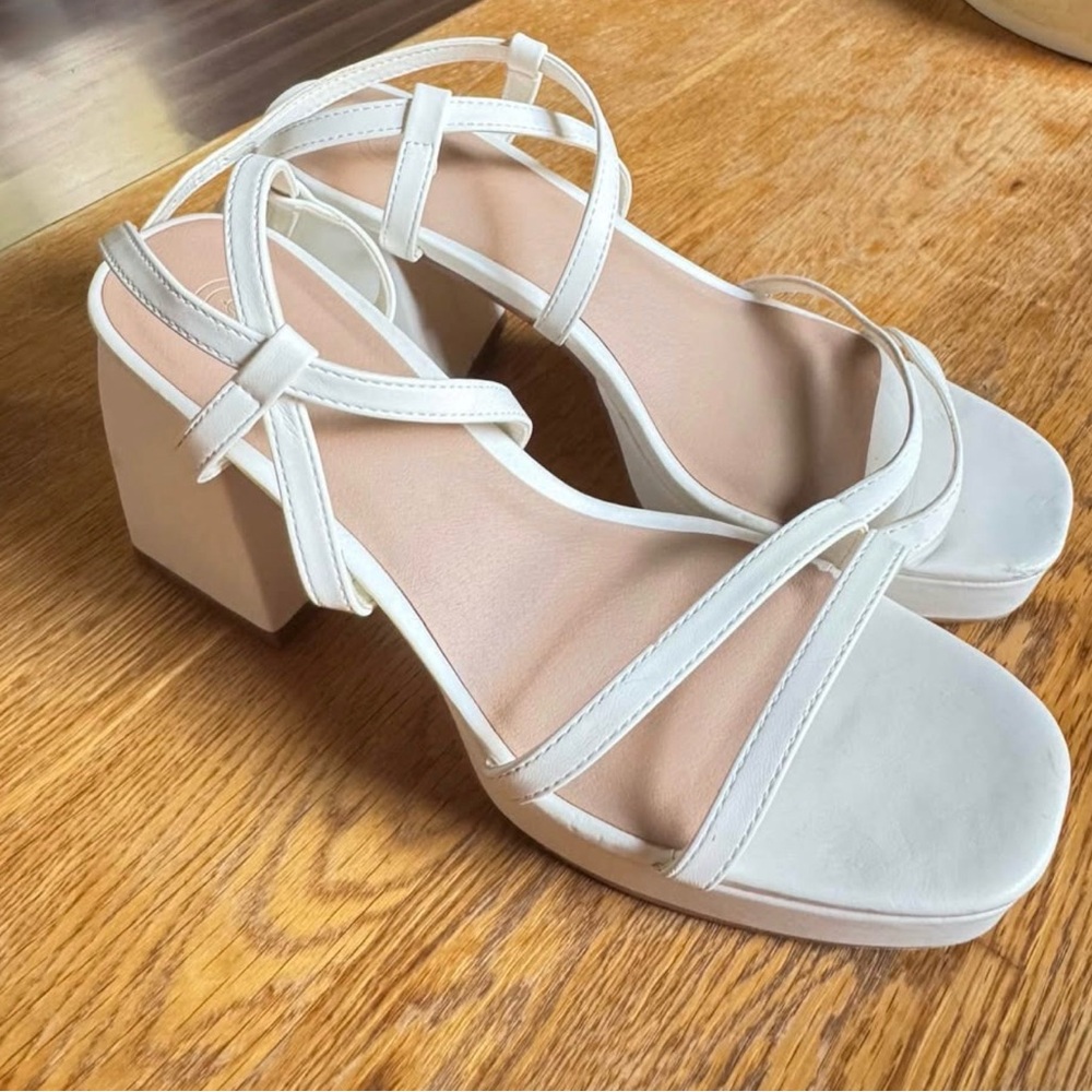 Urban Outfitters White Strappy Block Heels